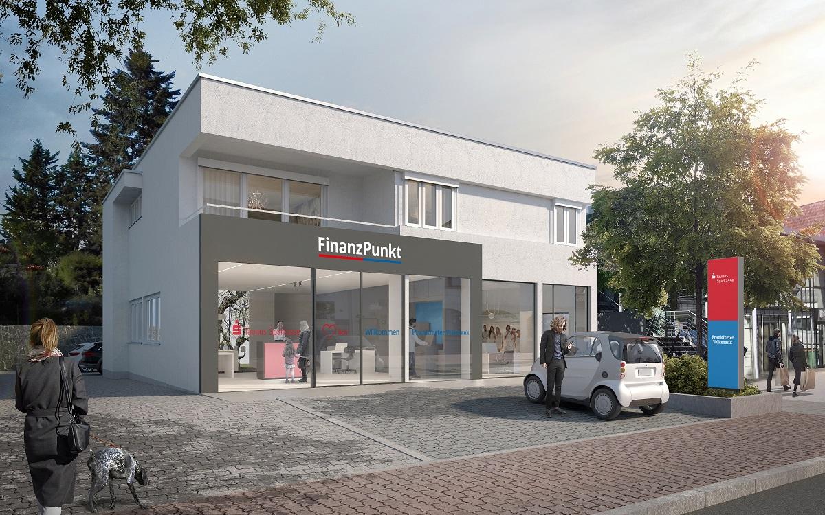 Münch+Münch Frankfurter Volksbank Taunus Sparkasse - Visualisierung FinanzPunkt-Filiale Außenansicht