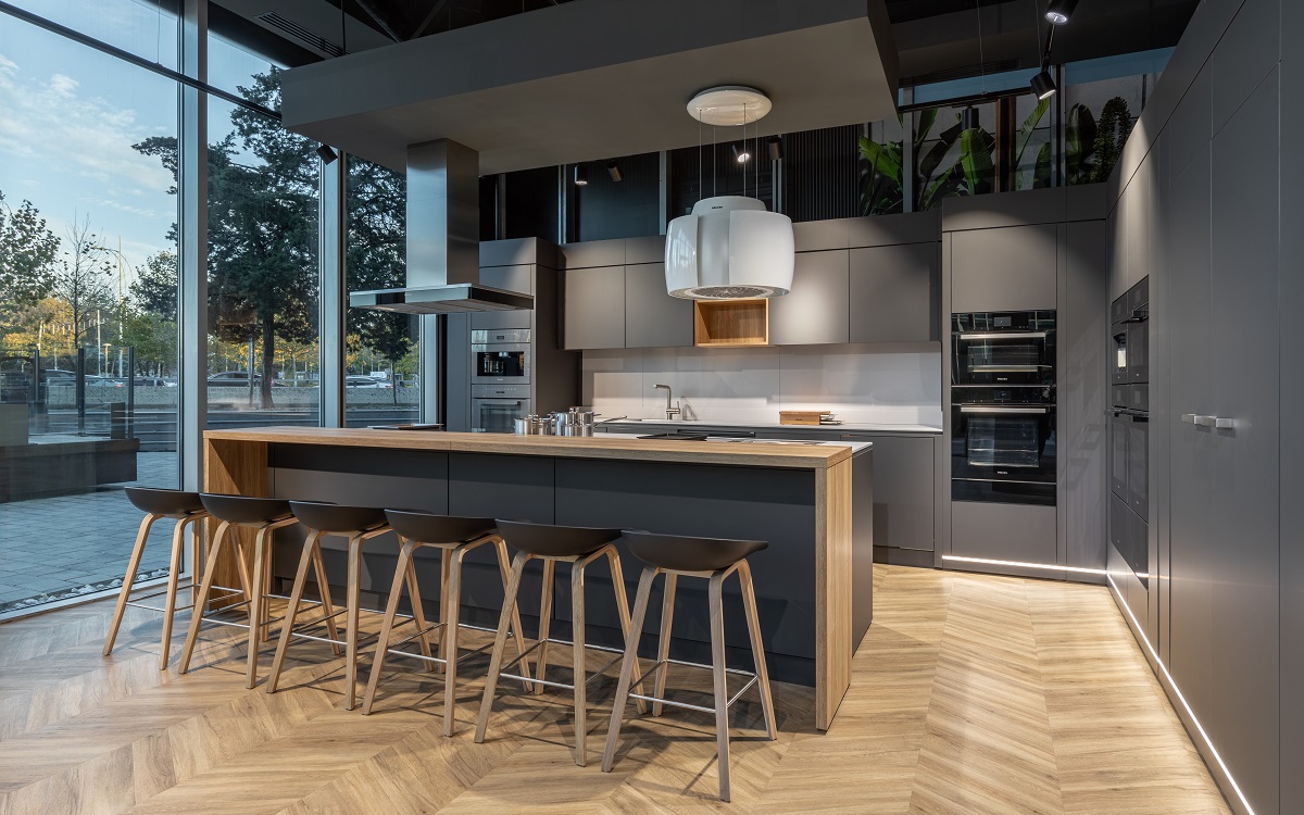 Münch+Münch Miele Experience Center Bukarest - Präsentationsbereich Offene Küche
